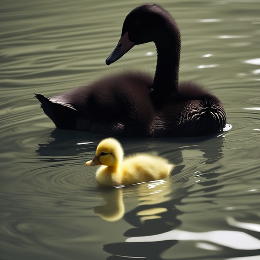 TILT (Ours): The soft yellow duckling swam next to the sleek black swan.