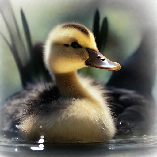 SuperDiff: The soft yellow duckling swam next to the sleek black swan.