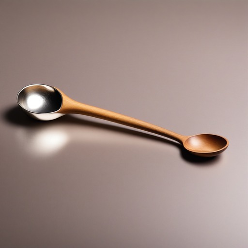 CO3: a metallic jewelry and a wooden spoon