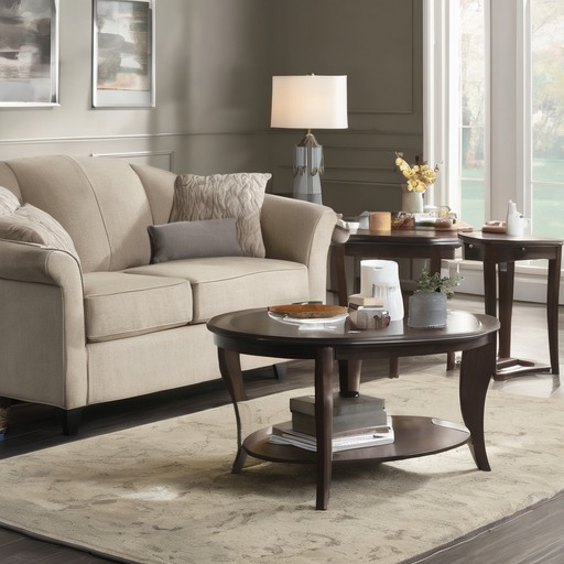 R2F: an oval coffee table and a square end table