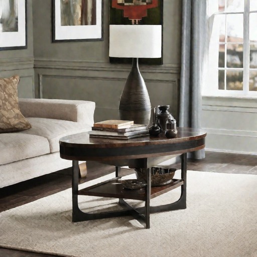 SuperDiff: an oval coffee table and a square end table