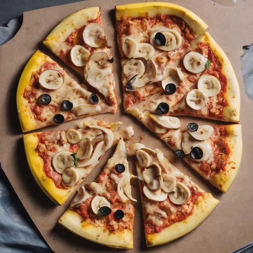 R2F: a photo of a pizza right of a banana