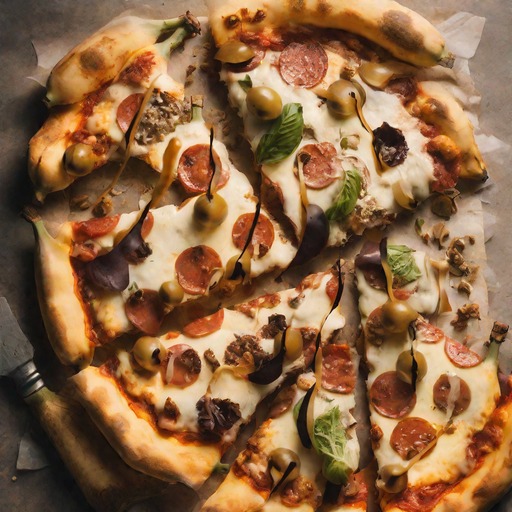 SuperDiff: a photo of a pizza right of a banana