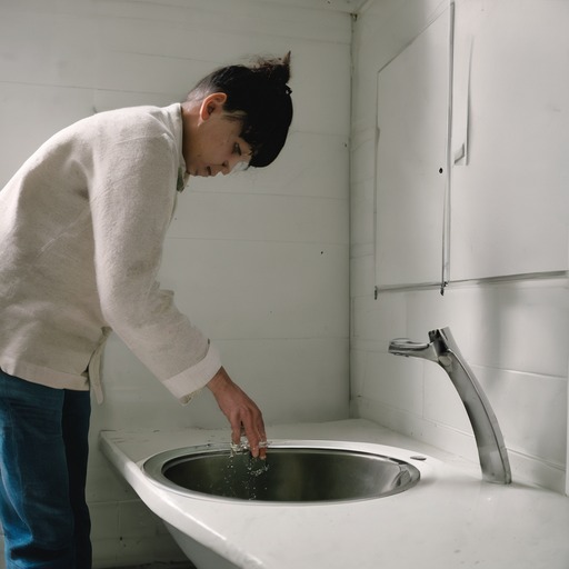 R2F: a photo of a person and a sink