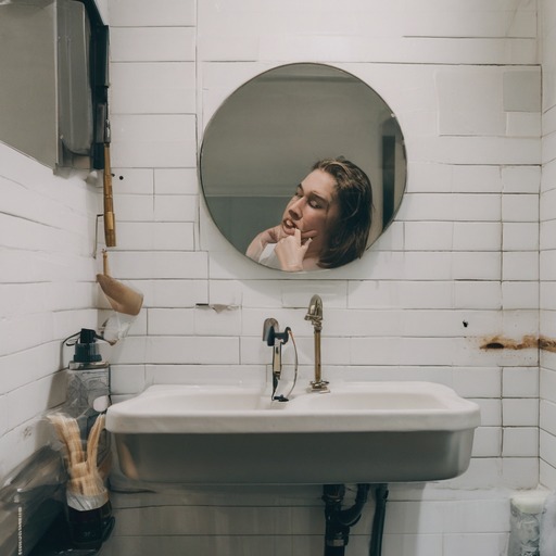 SDXL: a photo of a person and a sink
