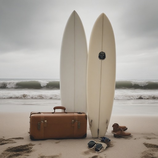 SDXL: a photo of a surfboard and a suitcase
