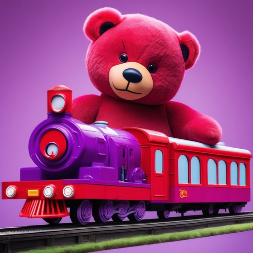 CFG++: a photo of a red train and a purple bear