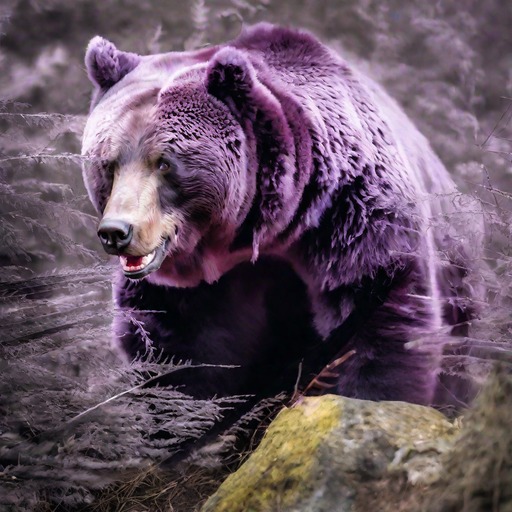 SuperDiff: a photo of a red train and a purple bear